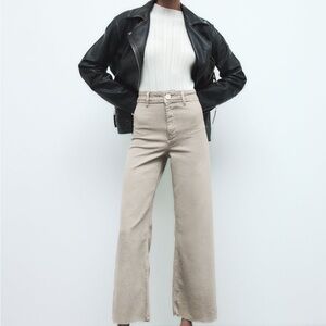 Zara Women's Tan Flare Jeans